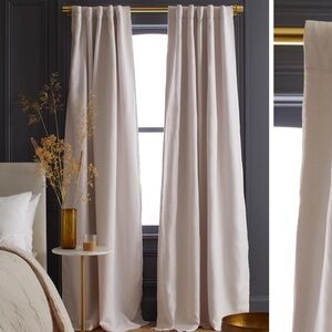 NWT QUINCE Set 48x96 European Linen Room Darkening Curtains Vintage Blush 4474